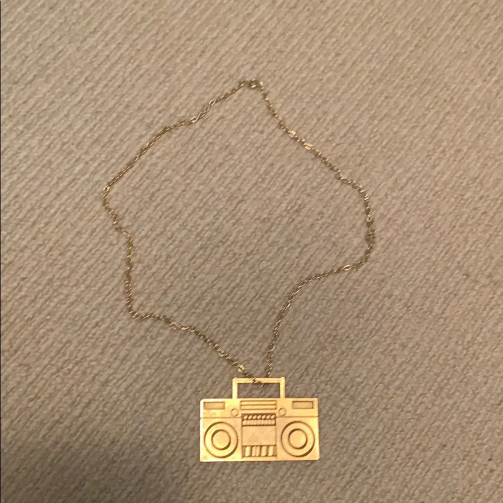 Gold boom box necklace